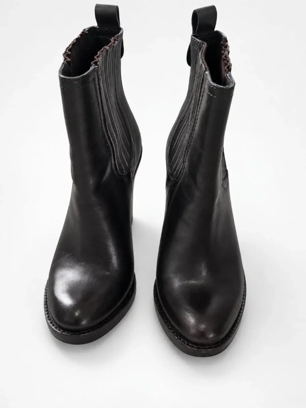 Tory Burch Bristol Brown Leather Ankle Boots Booties Gold Logo Women’s 7M